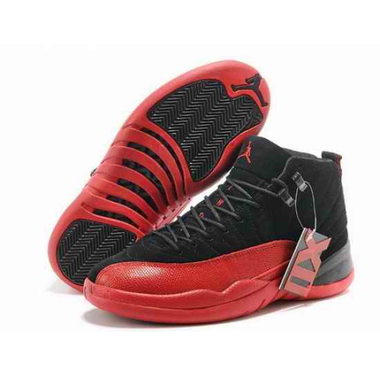 Air Jordan 12 Shoes 2015 Mens Anti Fur Black Red